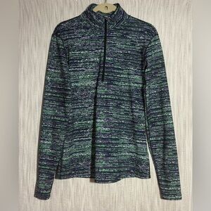 Nike Women's Black and Green 3/4 zip Zip-Up Top